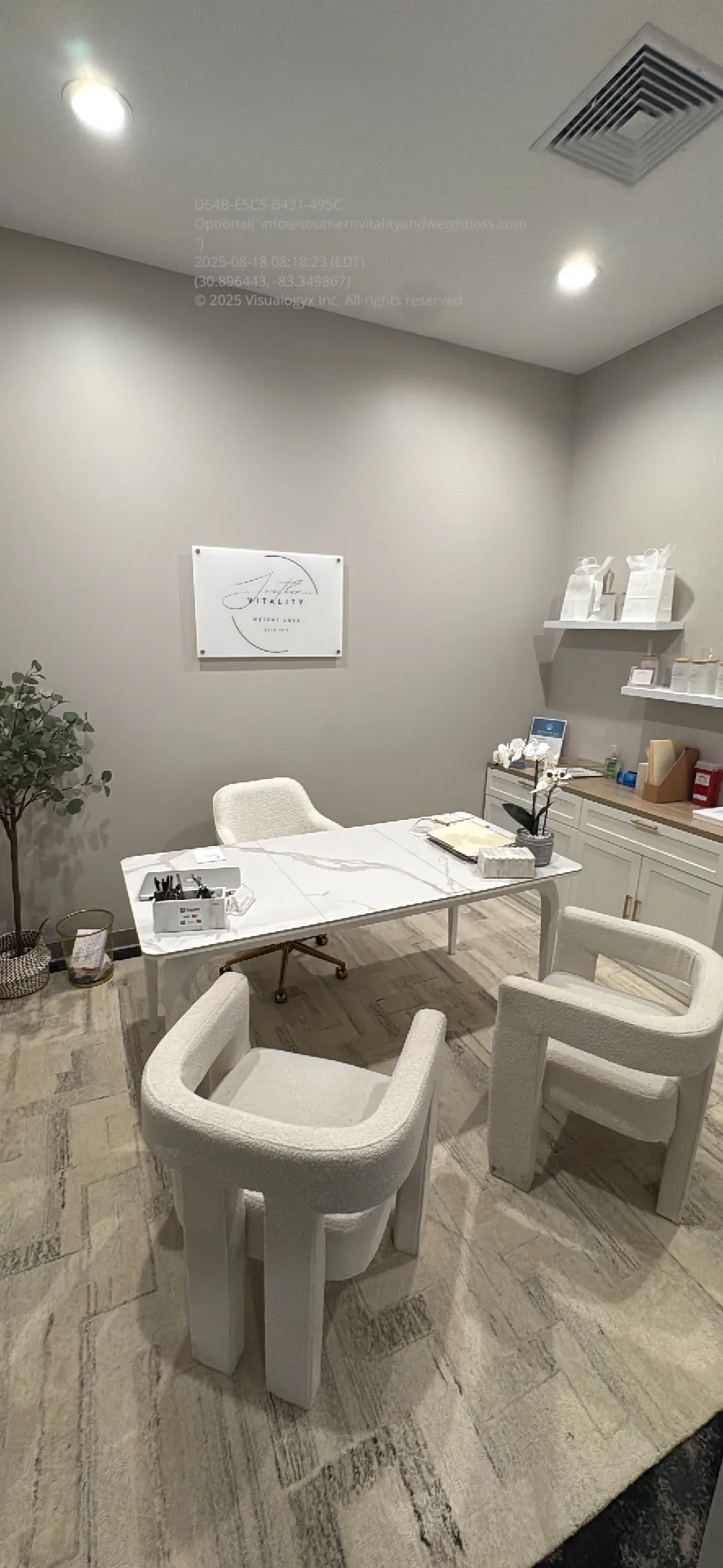 Southern Vitality consultation room with seating and a consultation desk